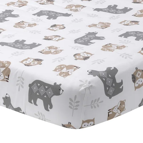 Vista 6 de Lambs & Ivy Woodland Forest Animal Nursery Juego de cama de cuna de 5 piezas - Gris
