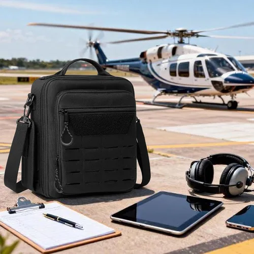 Vista 7 de Damero Bolsa para auriculares piloto, estuche para auriculares de aviación