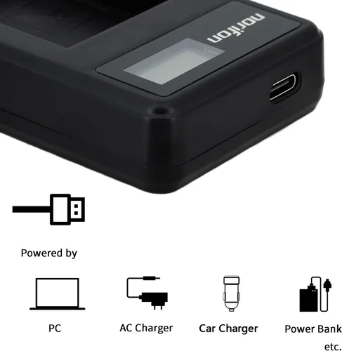 Vista 2 de Norifon Cargador USB LCD LP-E17 para Canon Eos 750D, Eos 760D, cámara Eos M3 y más