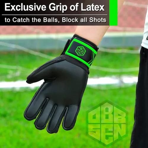 Vista 3 de Guantes de portero de fútbol para niños, jóvenes y adultos, guantes de portero de fútbol de agarre fuerte con protección para los dedos