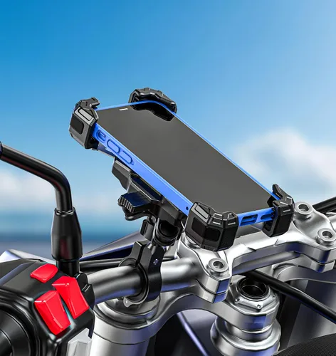 Vista 9 de VAZESWIN Soporte de teléfono para motocicleta con amortiguador de vibraciones, soporte para teléfono de bicicleta con bloqueo de 1s con base