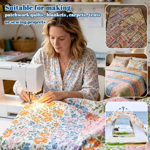 Vista 6 de 45 piezas de rollos de tela, tiras de tela precortadas para acolchar, tela de acolchado de algodón para manualidades de patchwork, algodón de tejido