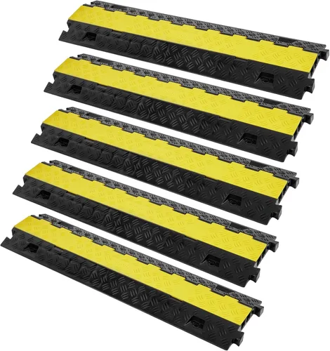 Vista 10 de VEVOR Rampa Protectora de Cables, 2 Canales, Capacidad de 22000 libras/eje, Cubierta Resistente de Cables de Alambre de TPU, Protector de Manguera
