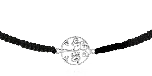Vista 3 de AeraVida Pulsera ajustable de cuerda de algodón con dos corazones y árbol de la vida, Metal
