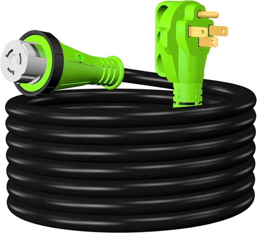 Vista 9 de Cable de alimentación de extensión RV de 50 amperios, cable generador de 25 pies con organizador de cables UL Listed, NEMA 14-50P to SS2-50R Twist