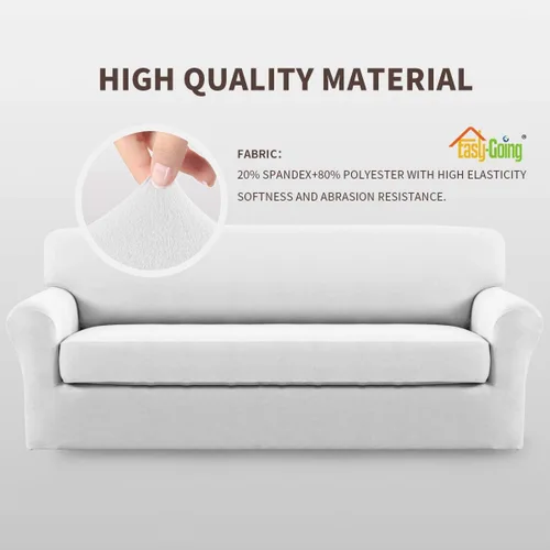 Vista 3 de Easy-Going - Funda elástica de microfibra de 2 piezas para sofá, funda suave de elastano, lavable, parte inferior elástica, protector para muebles