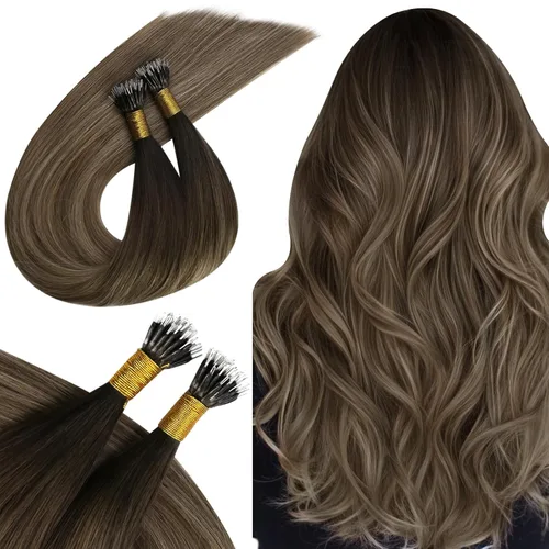 Vista 32 de Ugeat - Extensiones de cabello humano con microanillo, 14 pulgadas, extensiones de cabello Remy con microcuentas de 1 gm/hebra, 50 gms, extensiones