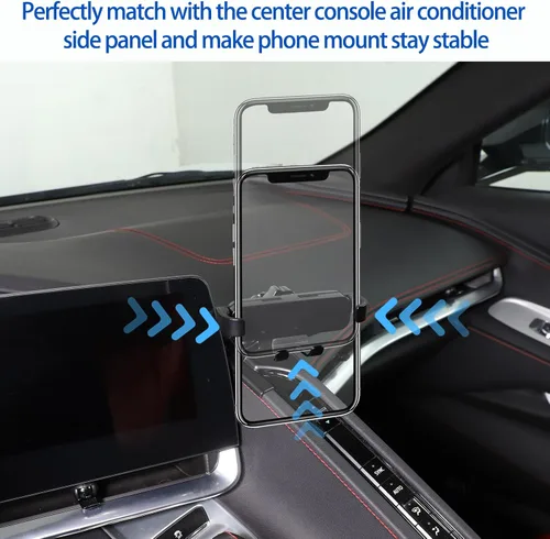 Vista 2 de Soporte de teléfono para automóvil para Chevrolet Corvette C8 2020-2025, soporte de teléfono celular para consola central, panel lateral de aire