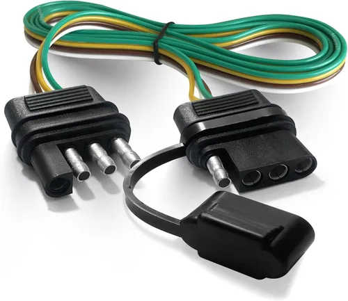 Vista 9 de Extensión de cable de remolque 4 vías 4 pines, enchufe de 4 cables 4 planos con enchufe macho y hembra 18 AWG 26 pulgadas, extensor de arnés
