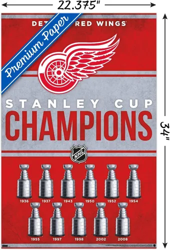 Vista 3 de Trends International NHL Detroit Red Wings - Póster de pared de Champions 23, 34 pulgadas de largo x 22.4 W, paquete de póster y montaje prémium