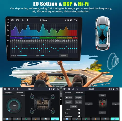 Vista 8 de [8-Core 4+64GB] Android 13 Doble DIN Radio de coche estéreo con Carplay inalámbrico y Android Auto, radio de coche de 9 pulgadas, soporte de espejo