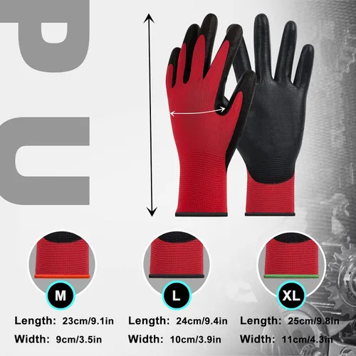 Vista 3 de MIG4U Guantes de poliuretano – Guante ultrafino recubierto de palma de poliuretano – Excelente agarre guante de trabajo de seguridad ideal