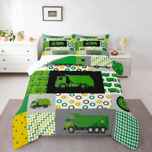 Vista 17 de Feelyou Juego de edredón de coche de carreras, tamaño individual, juego de ropa de cama de coche deportivo de velocidad para niños y niñas, edredón