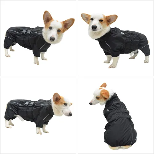 Vista 5 de Lovelonglong - Chaqueta impermeable para perros, ligera, impermeable, reflectante, resistente al viento, a prueba de nieve, para perros pequeños
