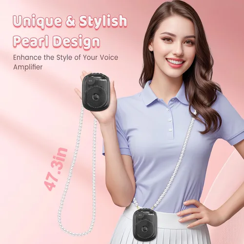 Vista 2 de Amplificador de voz para maestro, amplificador de voz portátil con cable con micrófono, auriculares y altavoz, mini amplificador de voz recargable