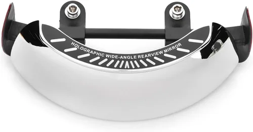 Vista 2 de Estink Espejo retrovisor holográfico, espejo retrovisor de motocicleta cromado 180 ultra gran angular, montaje central universal, solo montaje