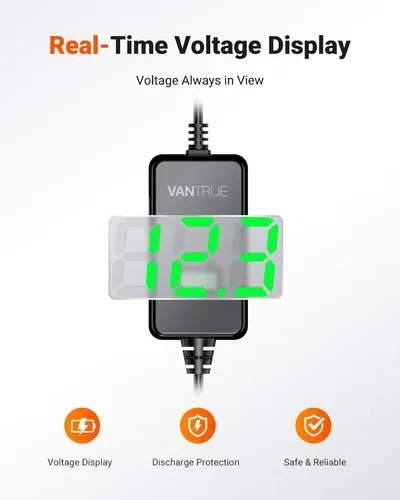 Vista 5 de VANTRUE Cable de alimentación con cableado directo OBD de pantalla LED USB USB-C de 10 pies, 3 niveles de potencia, protección de bajo voltaje