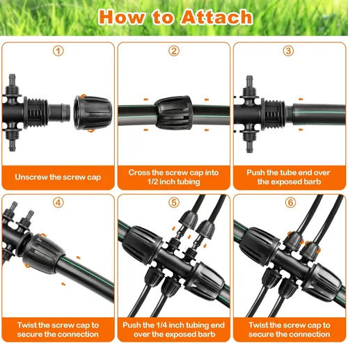 Vista 7 de 12 piezas de accesorios de riego por goteo para tubo de 1/2 pulgada a 1/4 pulgadas, camiseta reductora de tubería de 1/2 a 1/4 pulgadas, línea