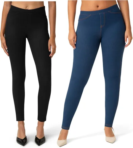 Vista 10 de No Nonsense Leggings de mezclilla elásticos con bolsillos para mujer Negro