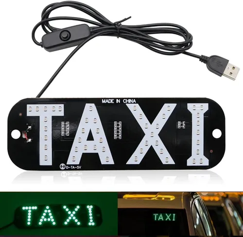 Vista 10 de Luz de señal de taxi botón de encendido/apagado USB, letrero LED brillante para taxi, colocación de ventana de ventosa para taxi automóvil (azul)