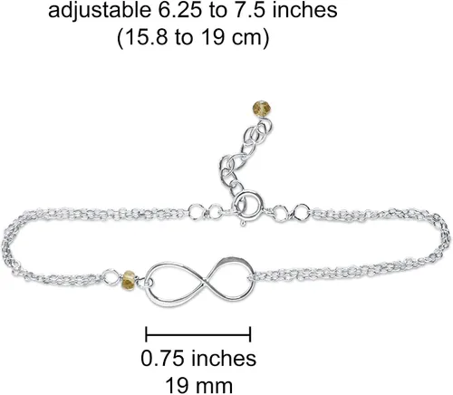 Vista 50 de Pulsera con dije de infinito con piedra natal, joyería hecha a mano, regalo para ella
