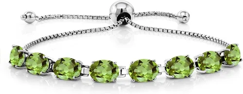 Vista 8 de Gem Stone King Pulsera de plata de ley 925 con piedra natal ovalada de 0.276 x 0.197 in para mujer, totalmente ajustable hasta 9 pulgadas
