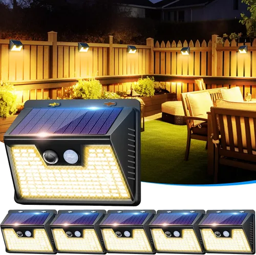 Vista 20 de Luces solares para exteriores, paquete de 1 unidad, 140 LED/3 modos de sensor de movimiento, luces para exteriores, alimentadas por energía solar