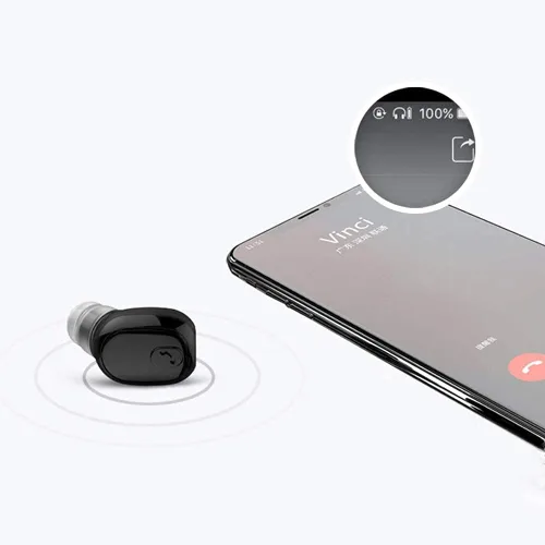 Vista 4 de SANWENYU - Auriculares inalámbricos Bluetooth de un solo oído con Bluetooth en la oreja Mini Invisible Bluetooth Auricular de negocios (marrón)