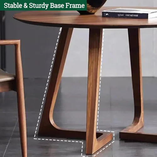 Vista 6 de Mesa de comedor moderna de mediados de siglo, mesas redondas de madera maciza para cocina y comedor, mesa de pedestal rústica, mesa de centro