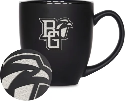 Vista 400 de Rico Industries - Taza de cerámica mate negra con grabado láser estándar de 15oz para NCAA (escuelas T & U) - Para bebidas calientes o frías
