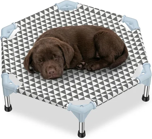 Vista 11 de Kuntrust Cama Elevada para Perros de Exterior Actualizada Catre para Mascotas Elevado Cama Refrescante para Cachorros Cama Elevada para Perros