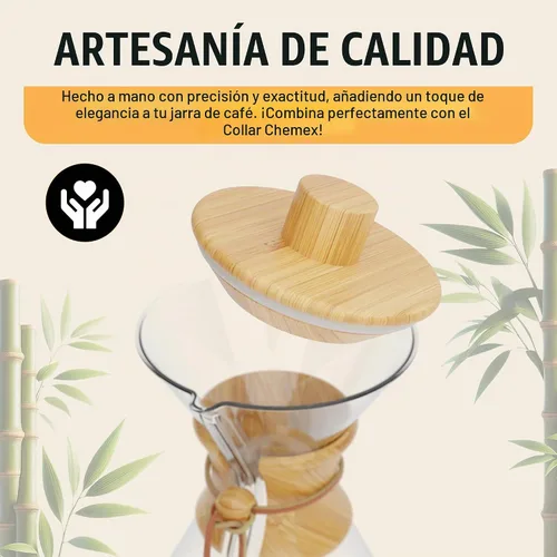 Vista 5 de HEXNUB Tapa de retención de calor de bambú para cafetera Chemex