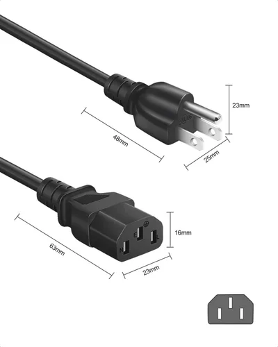 Vista 6 de Cable de alimentación de CA para placa de vibración, almohadilla para caminar, cintas de correr elípticas, Fitpulse Lifepro Hurtle Fitness Universal