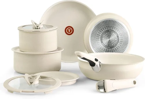 Vista 13 de T-fal Ingenio Essentials - Juego de utensilios de cocina con mango desmontable/extraíble de 11 piezas, granito titanio antiadherente, apto para Beige