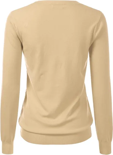 Vista 3 de danibe Suéter de punto suave de primera calidad para mujer con cuello redondo y manga larga (S-XXL)