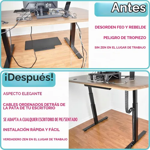 Vista 2 de Quality Clever PivyCord-Vez Solución de Gestión de Cables de Canal de Cadena Flexible para Escritorios de Altura Variable de Sentado-Parado, Canal