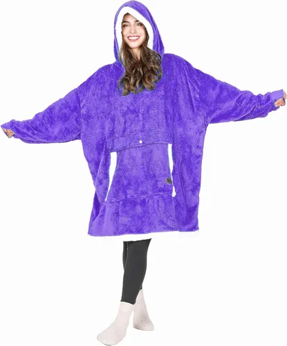 Vista 8 de Tirrinia - Sudadera con capucha de gran tamaño, manta de sherpa cómoda, reversible, gigante, para adultos, hombres, mujeres, adolescentes, esposa