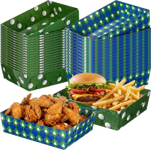 Vista 10 de Sawysine Paquete de 36 platos de fútbol grandes para fiestas de fútbol, bandejas de papel de 5 libras, nachos, botes de comida, cuencos desechables