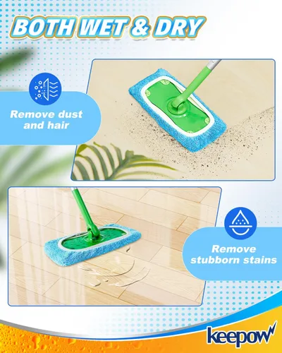 Vista 4 de KEEPOW Paños de barrido en seco reutilizables de microfibra compatibles con trapeador Swiffer, almohadillas lavables a máquina para trapeador