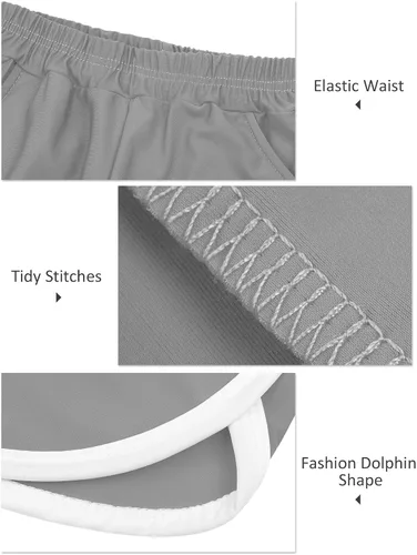 Vista 3 de Poroka Paquete de 3 pantalones cortos de correr para niñas, pantalones cortos deportivos de delfín con bolsillos, de secado rápido, pantalones