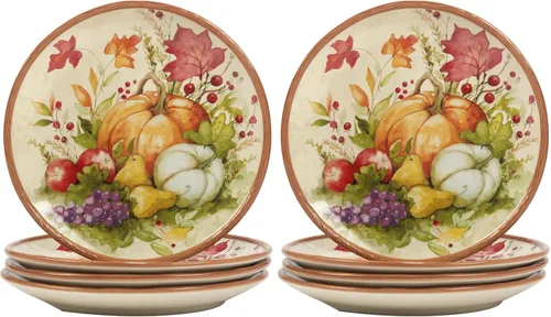 Vista 8 de Certified International Harvest Blessings - Plato llano de 10.75 pulgadas, multicolor, grande, juego de 4