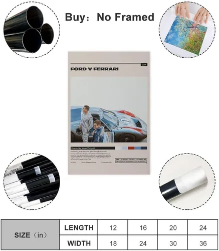 Vista 2 de Póster de película Ford V Ferrari Póster de lienzo para decoración de dormitorio, paisaje deportivo, oficina, habitación, regalo, sin marco: sin