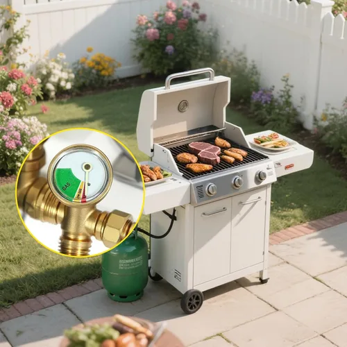 Vista 9 de Válvula de medidor de presión de gas de tanque de propano universal, indicador de nivel de tanque de propano Detector de fugas utilizado