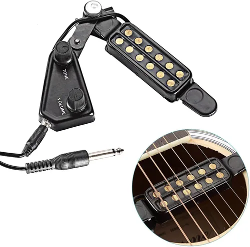 Vista 2 de TraderPlus 12 SoundHole - Transductor electroacústico de pastilla para guitarra, Preamplificador magnético para guitarra acústica con control