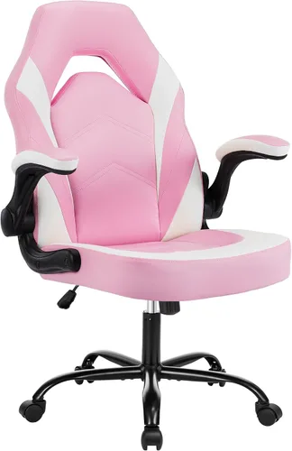 Vista 9 de Silla ergonómica resistente para videojuegos, para oficina en casa, con soporte lumbar, respaldo ajustable, reposabrazos abatible y ruedas