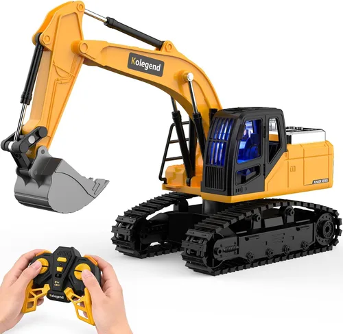 Vista 10 de kolegend Camión volquete RC de juguete para niños, camión volquete de control remoto con cama volquete de trabajo, juguete de construcción RC de 2.4