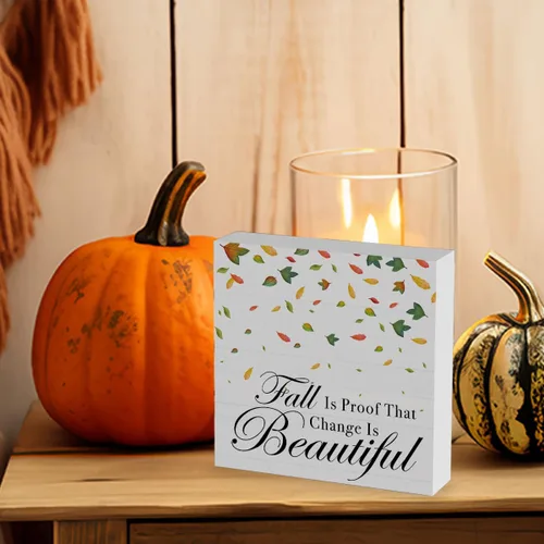 Vista 5 de El otoño es prueba de que el cambio es hermoso - Letrero de decoraciones de otoño para el hogar, oficina, interior, decoración de escritorio