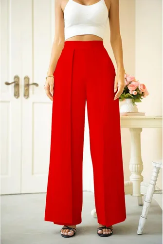 Vista 5 de Lrady Pantalones largos estilo palazzo casuales de cintura alta y pierna ancha pierna ancha piernas abiertas ajuste holgado elegantes pantalones