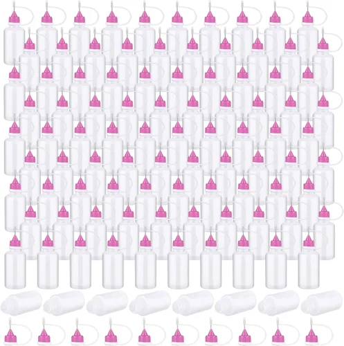 Vista 15 de Zhehao 100 unidades de 1.0 fl oz/1 oz con punta de aguja negra con pegamento para botella, aplicador de punta de precisión, botella de plástico a