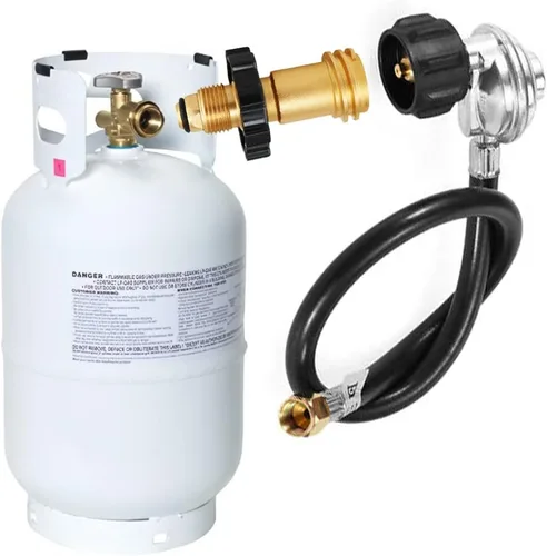 Vista 4 de Adaptador de tanque de propano Uenede Brass POL a QCC1 con llave Convierte la válvula de servicio del tanque POL LP a manguera QCC1/Type1